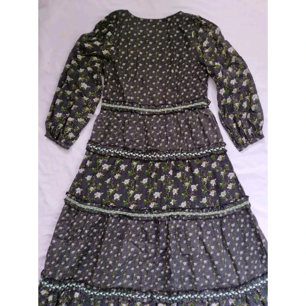 ANTHROPOLOGIE Karoline Tiered Floral Maxi Dress Boho Cottagecore Womens Size 8 - Picture 11 of 14